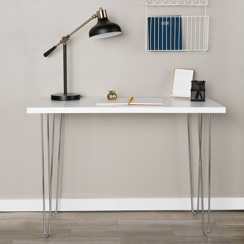 42" Hairpin Leg Writing Desk White - Saracina Home