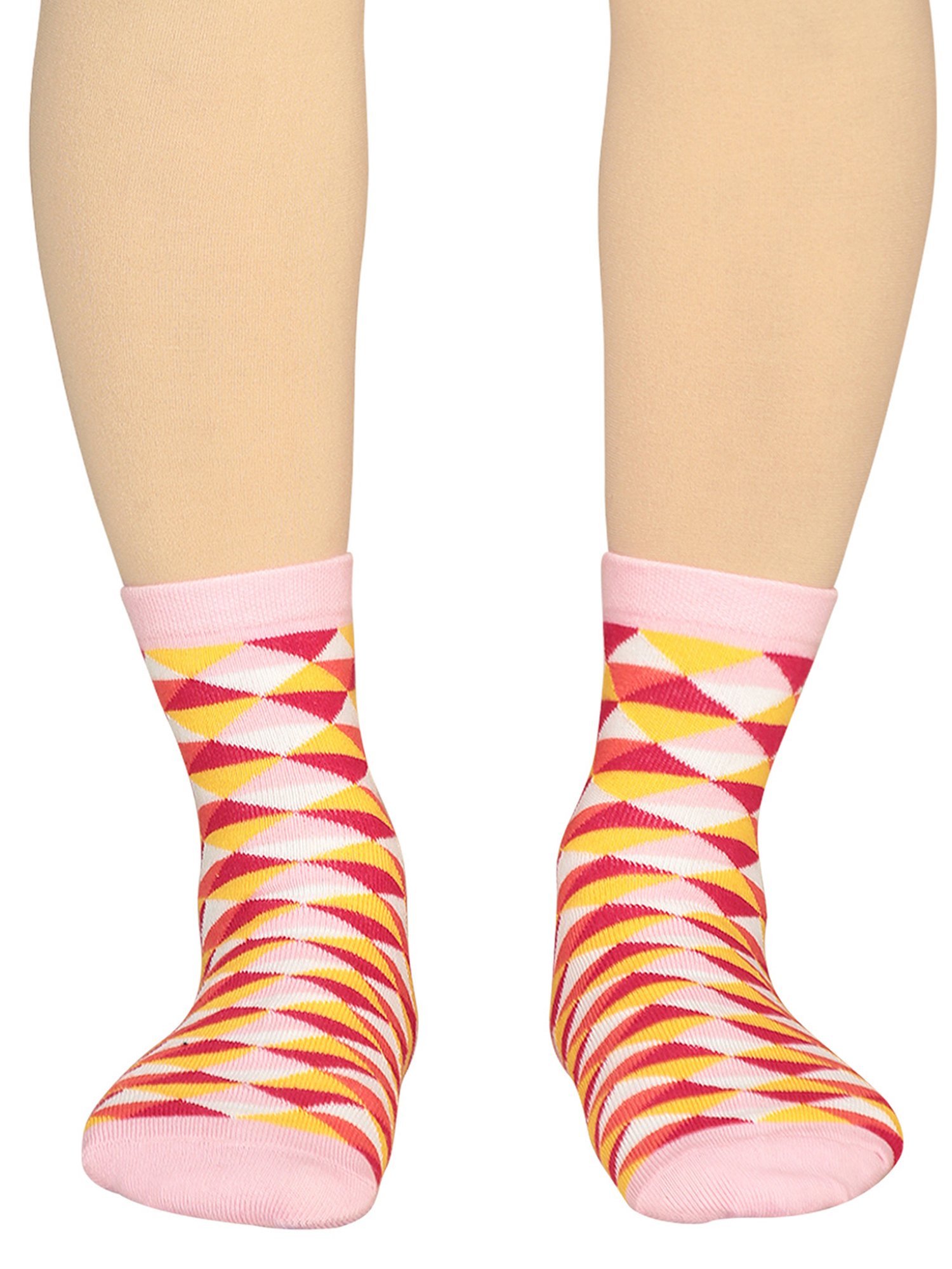Bodycare Pink & Yellow Printed Socks (Pack Of 2)