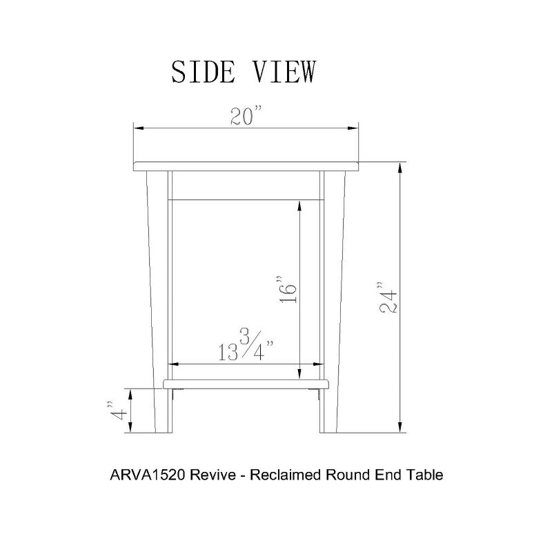 Round End Table Reclaimed Wood Natural - Alaterre Furniture