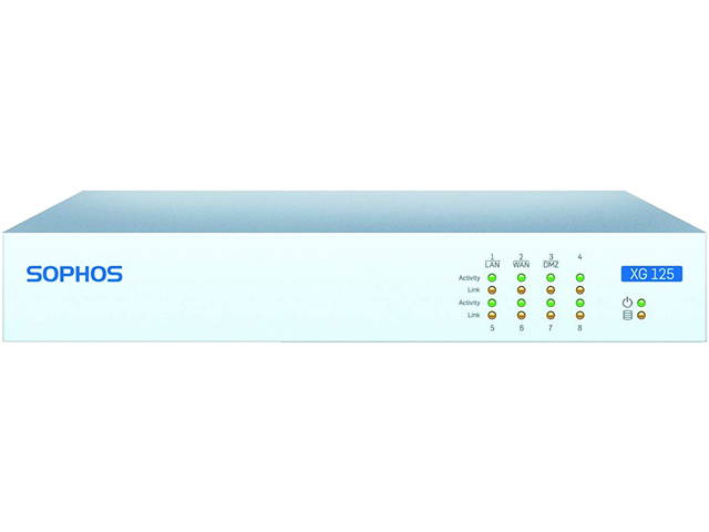 Sophos - XG1CT3HEK - Sophos XG 125 Network Security/Firewall Appliance - 8 Port - 1000Base-T - Gigabit Ethernet - 8 x
