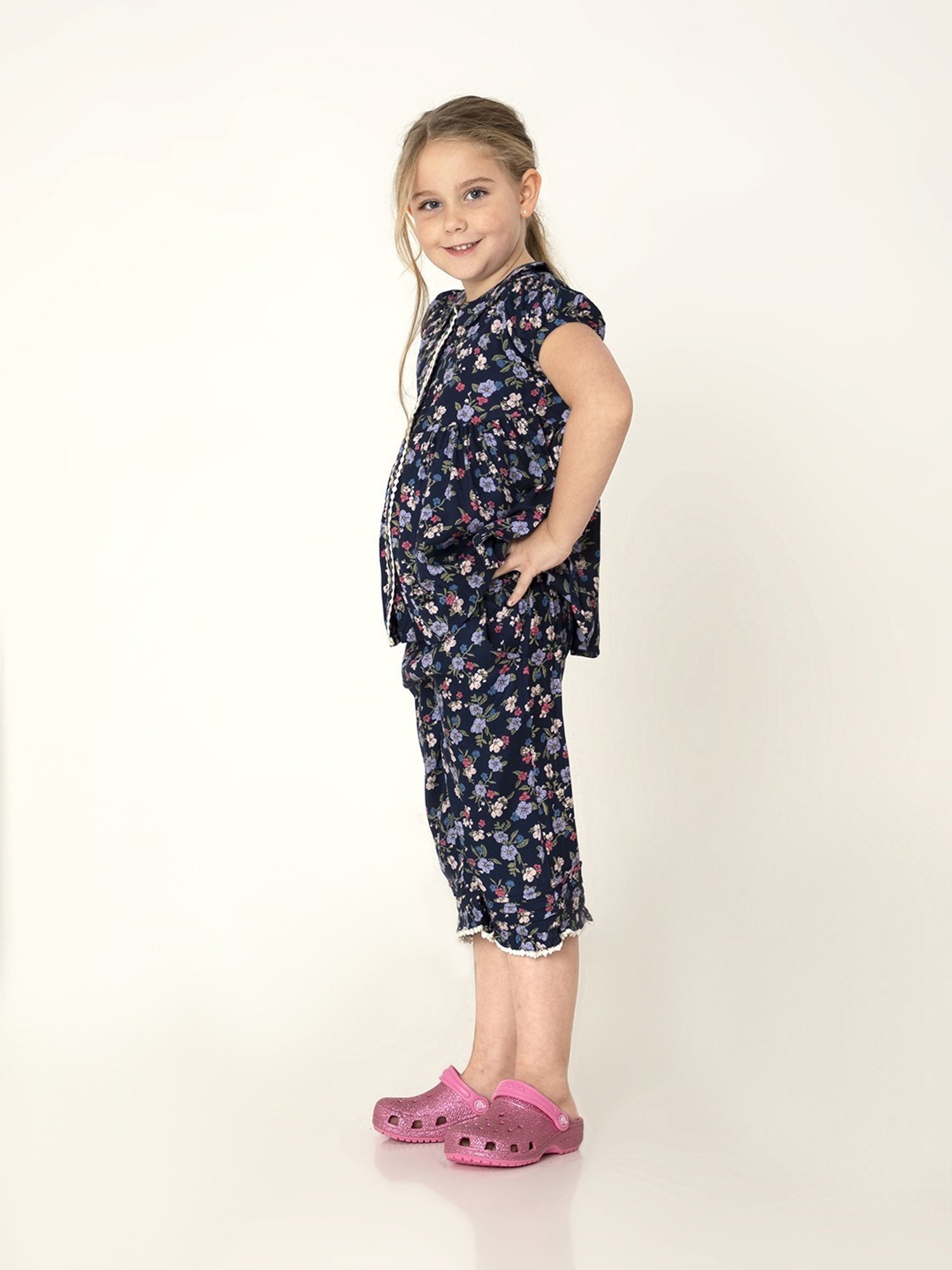 Berrytree Organic Girls Blue Cotton Clouds Print Night Suits