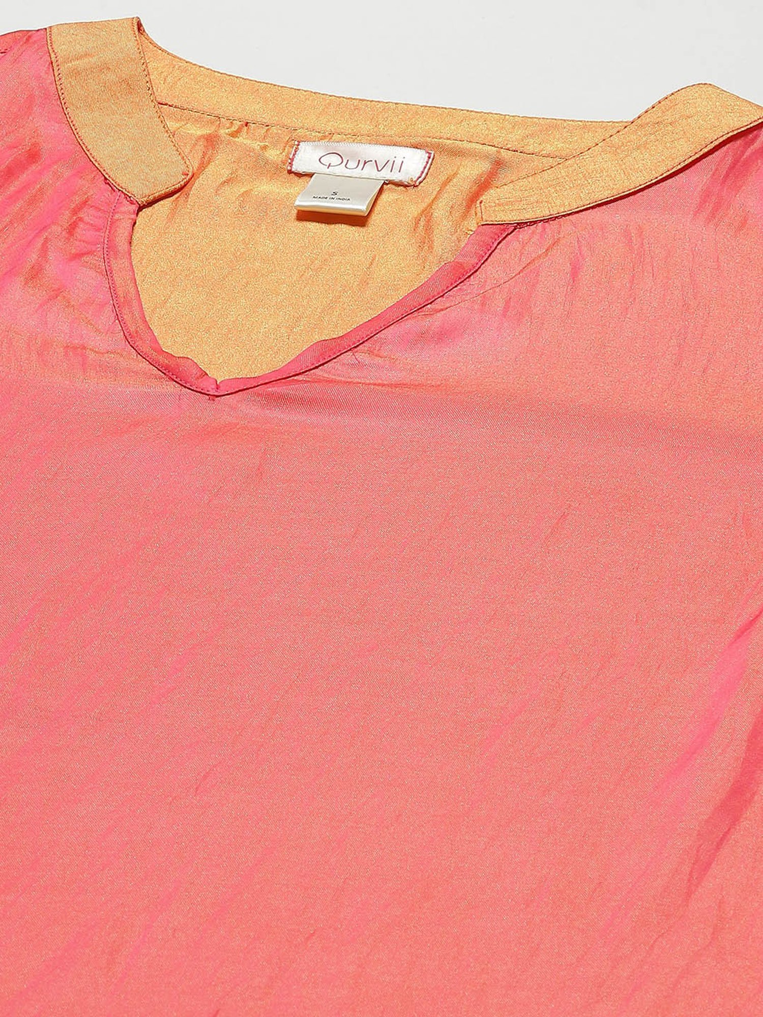 Qurvii Orange Silk Regular Fit Top