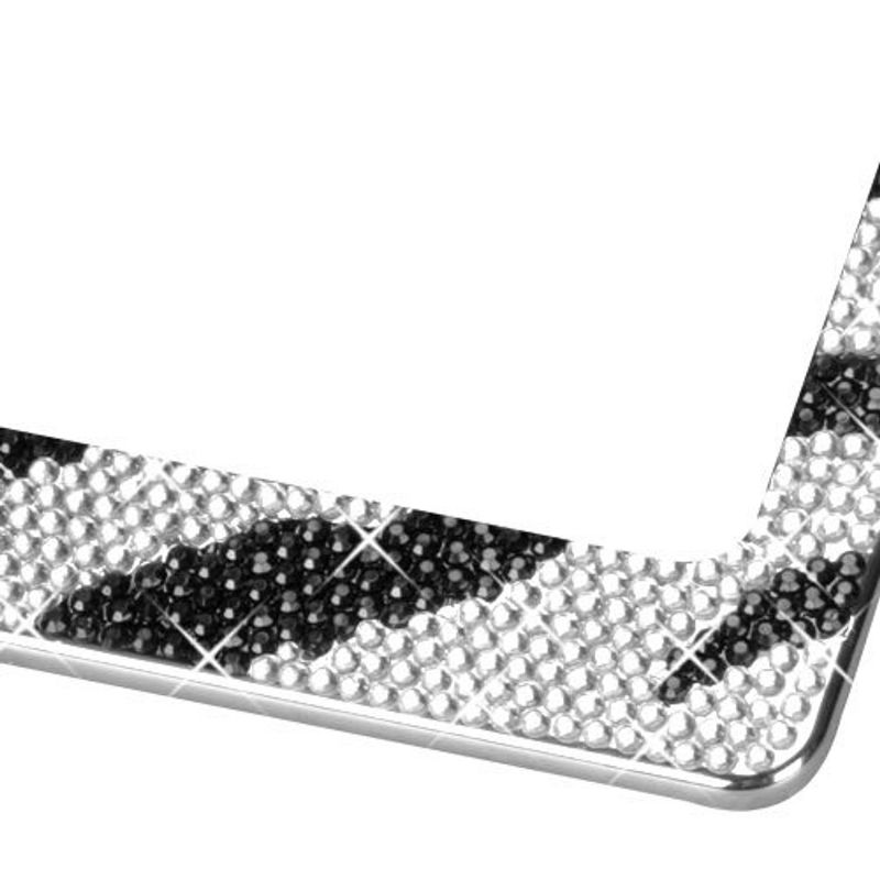 Valor Zebra Pattern with Shining Black and White Crystals Chrome Metal Frame
