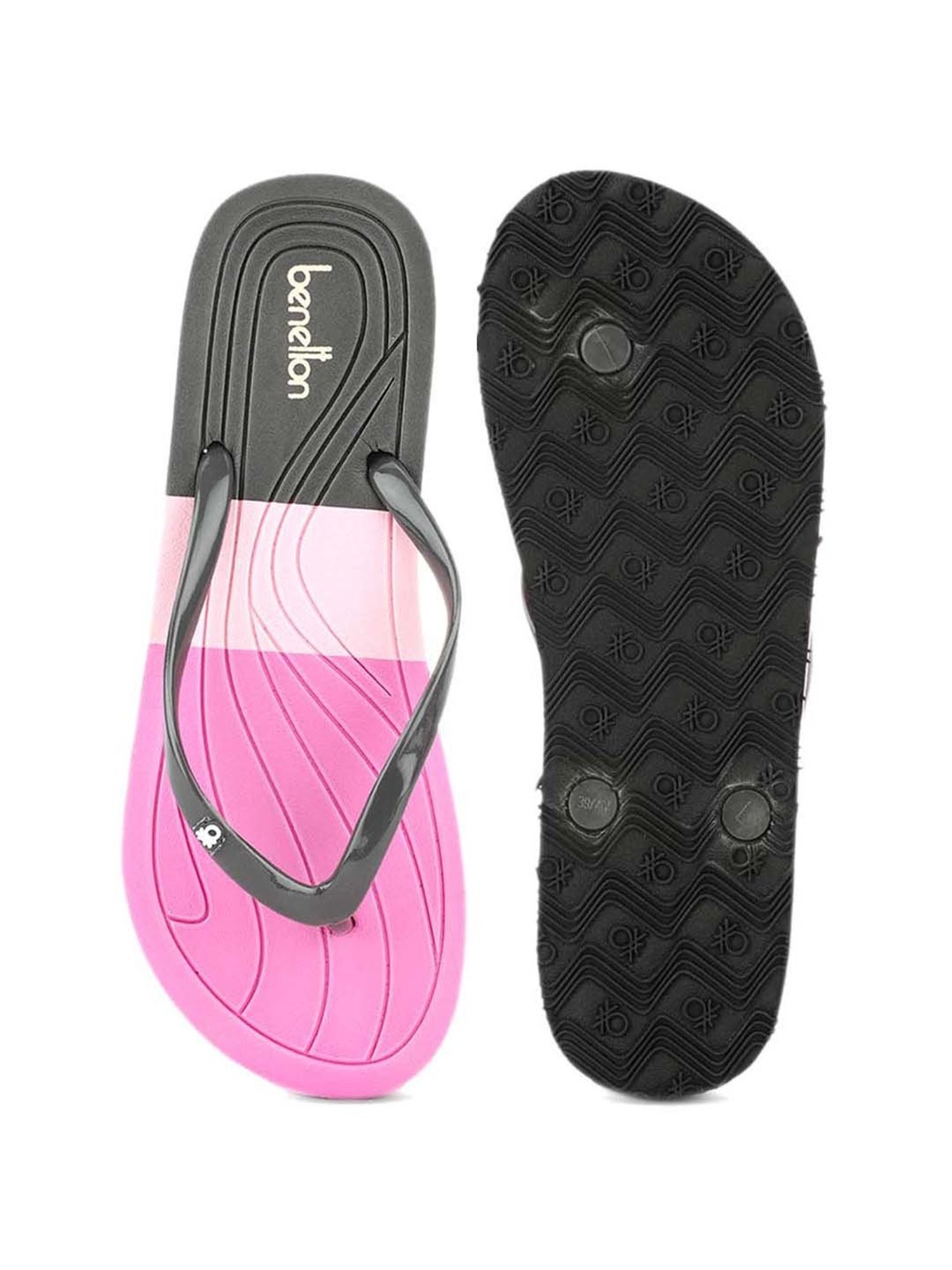 United Colors of Benetton Women's Grey & Pink Flip Flops
