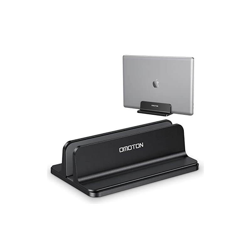 Upgraded Laptop Vertical Stand,  3-in-1 MacBook Laptop Holder Dock with Sturdy Silicone Pads for Ultra Protection, Suitable for iPhone/iPad/MacBook Pro/Surface/Samsung/Android Tablets, Black