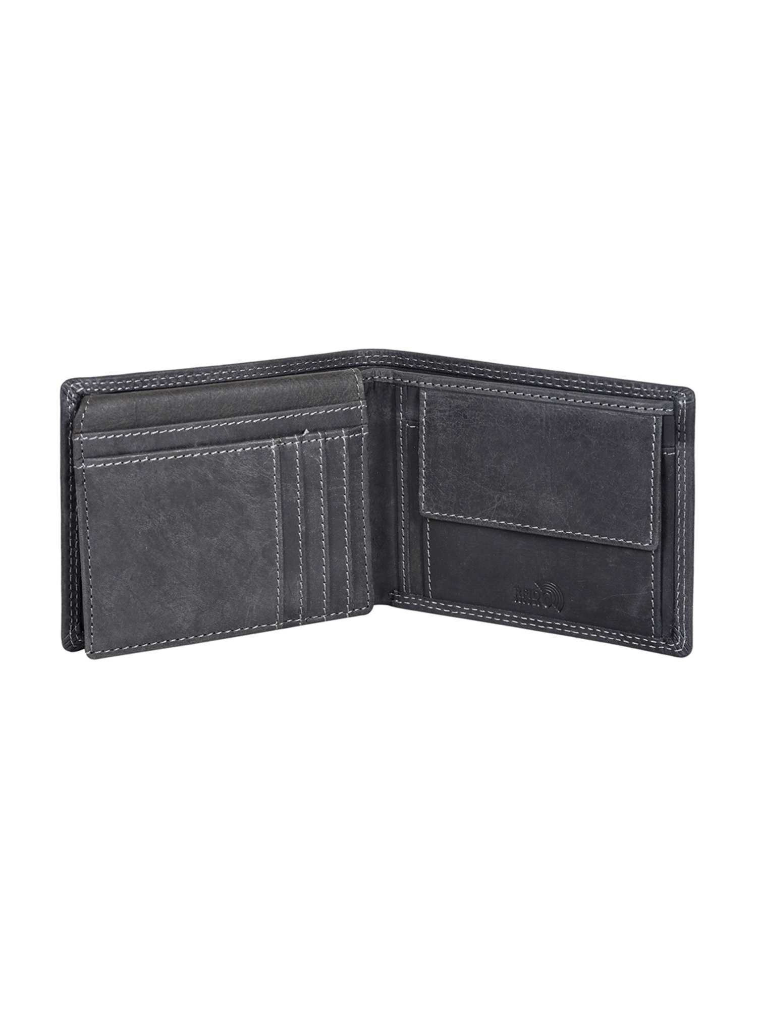SASSORA Black ARLO Textured Small Leather Bi-Fold Wallet