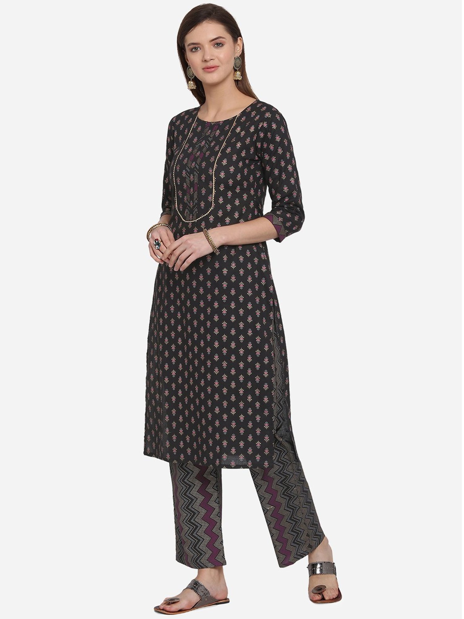 MIRCHI FASHION Cotton Black Printed Kurta Palazzo Set