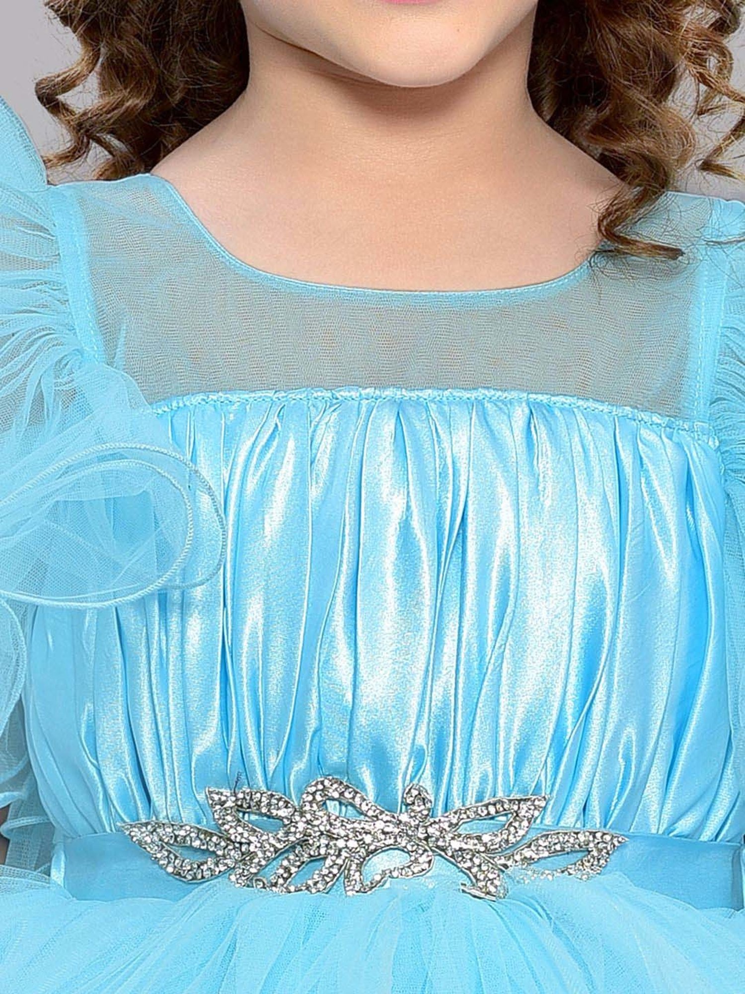 Pink Chick Kids Blue Solid Party Gowns