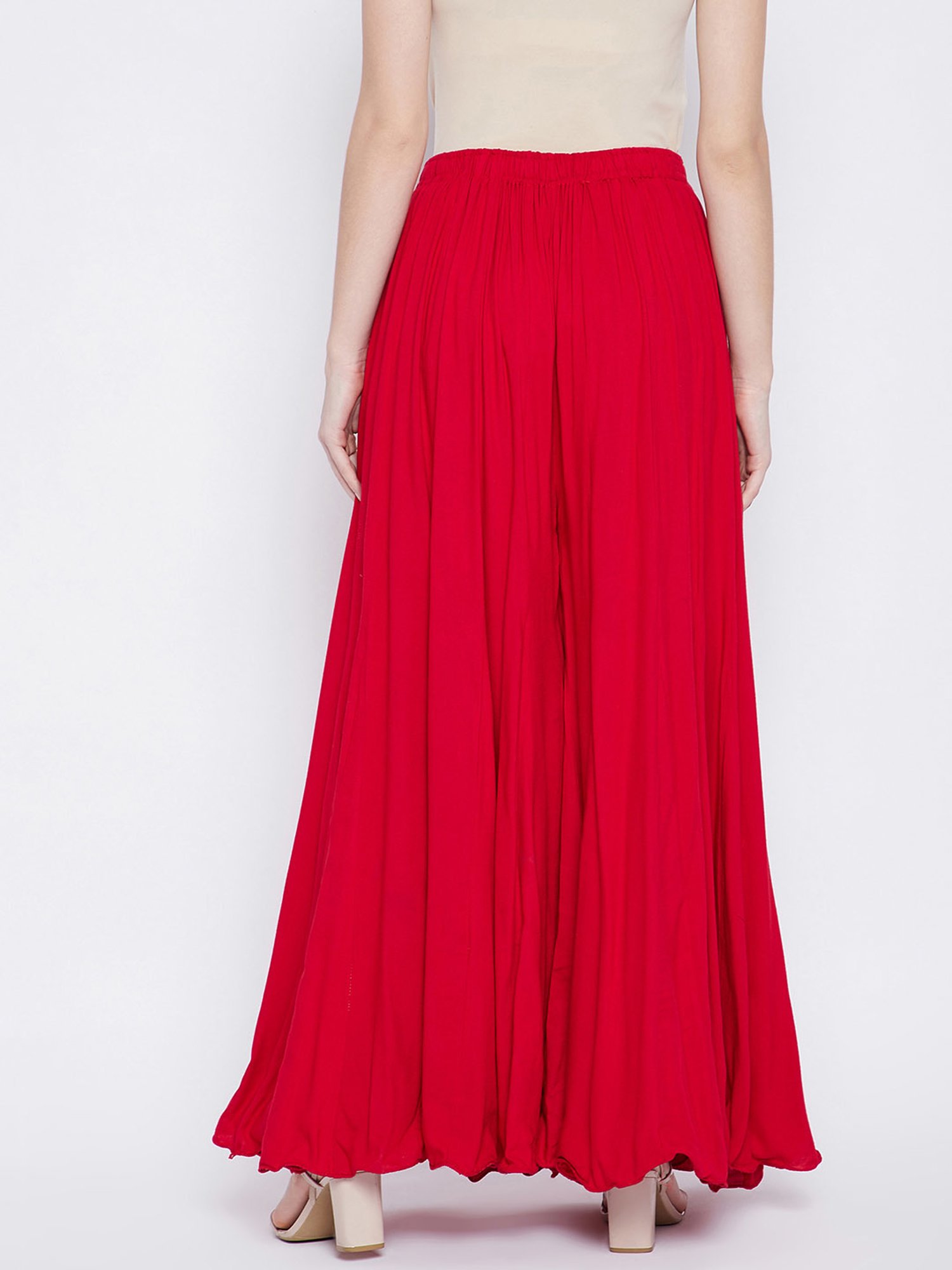 Castle Red Regular Fit Palazzos