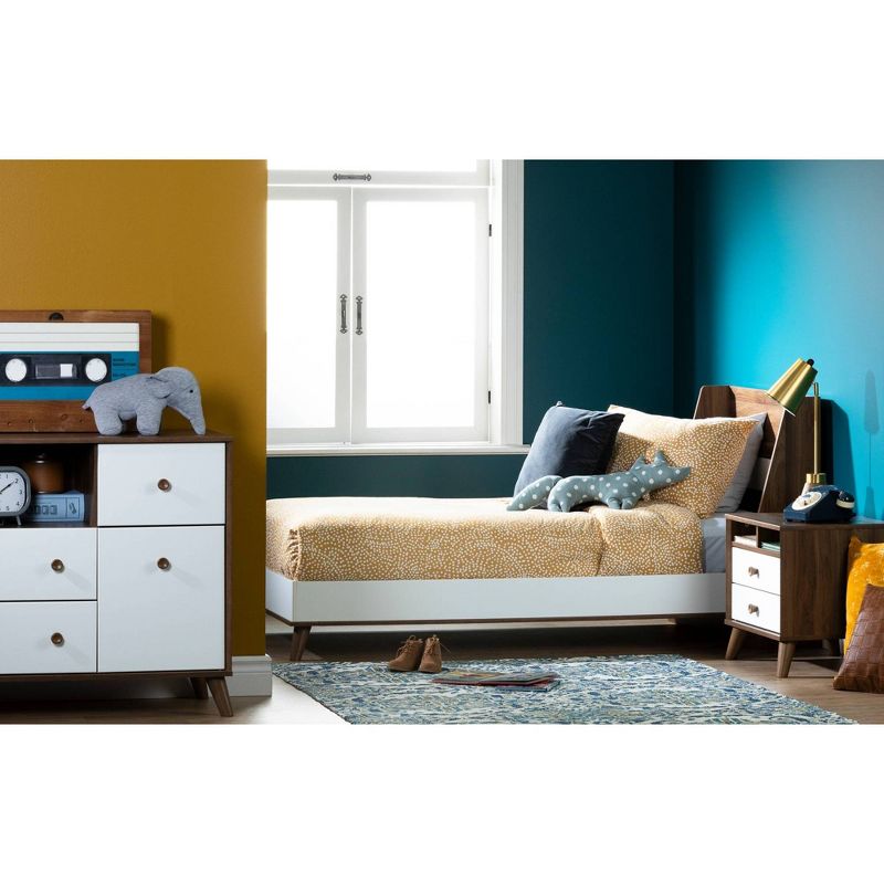 Yodi Changing Table with Drawers - Natural Walnut and Pure White - South Shore