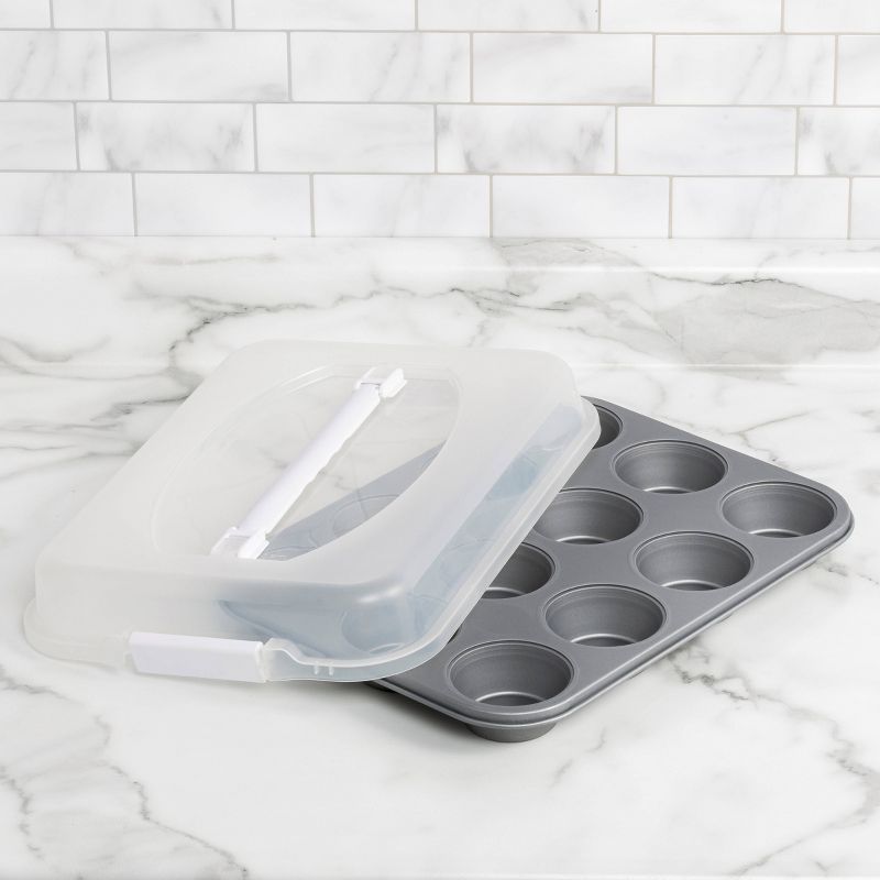 OvenStuff 12 Cup Non Stick Muffin Pan with Lid