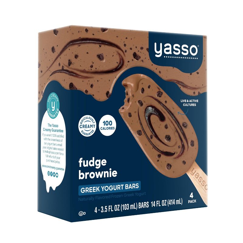 Yasso Frozen Greek Yogurt - Fudge Brownie Bars - 4ct