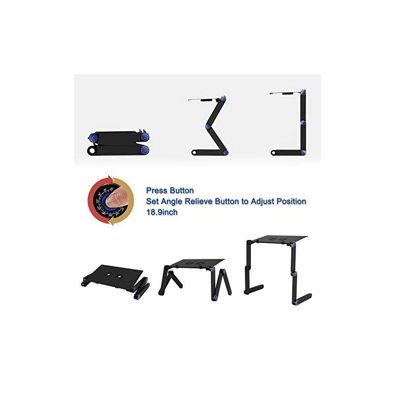 Table, Adjustable Bed Table, Computer Stand, Portable Workstation Notebook Stand Reading Holder with 2 CPU Cooling Fans and Mouse Pad in Bed Couch Sofa Office (New-version)