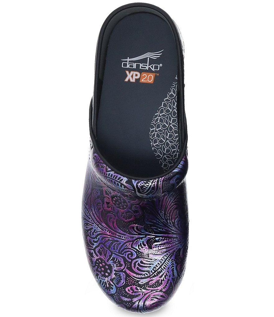 Dansko XP 2.0 Engraved Floral Patent Leather Clogs