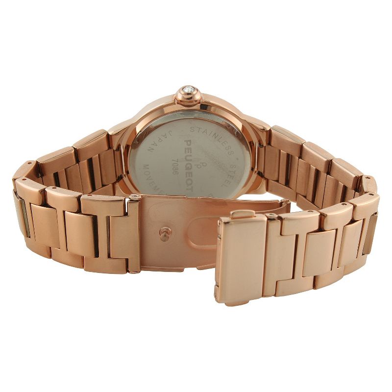 Women's Peugeot Roman Guilloche Dial Bracelet Watch - Rose Gold