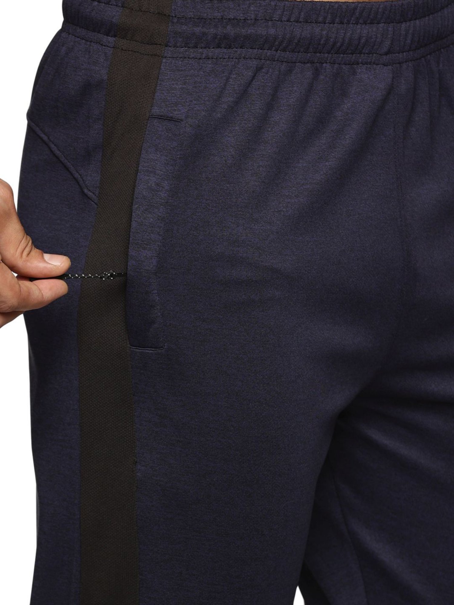 Domin8 Blue Slim Fit Texture Trackpants