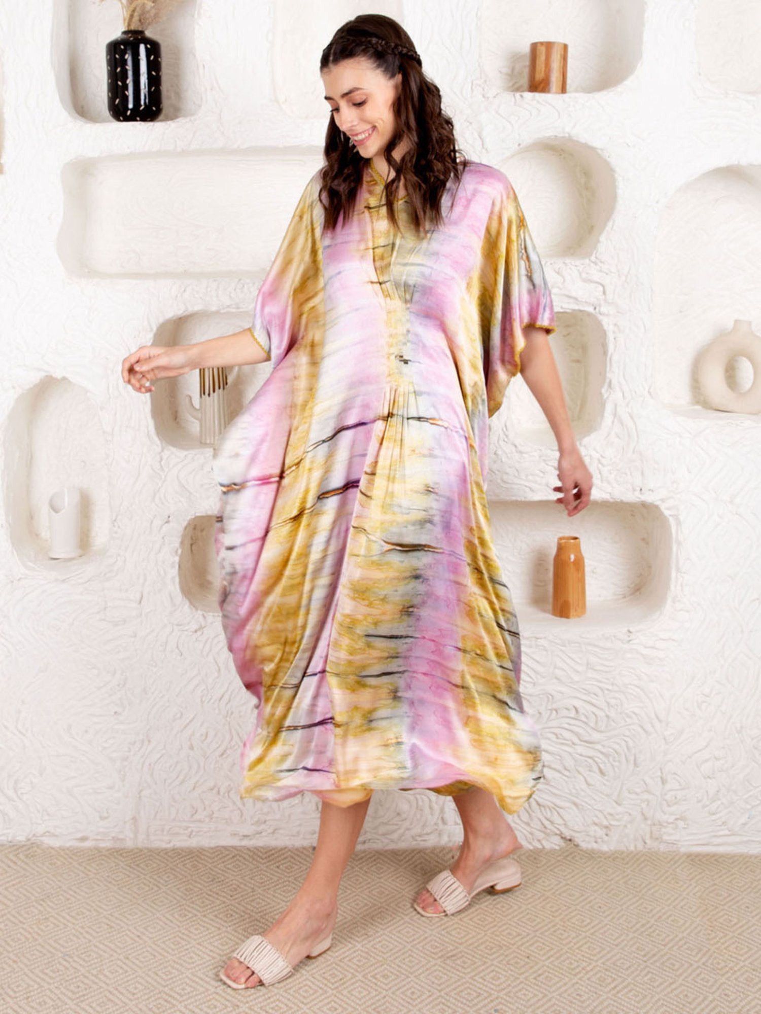 Dusk Attire Multicolor Tint Flow Kaftan