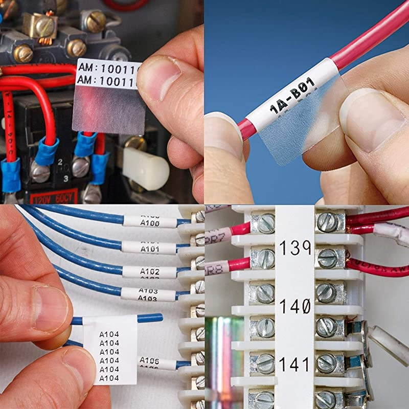 Compatible Label Tape Replacememt for M21-500-595-WT Cartridge Ribbon, 1/2 inches High Adhesion Vinyl Labels Tape, Black on White Film Work with Portable Printer ,21' Length 0.5" Width -2 Roll