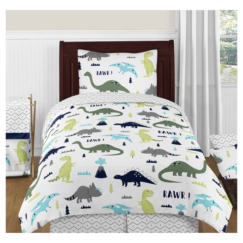 Blue & Green Mod Dinosaur Comforter Set (Twin) - Sweet Jojo Designs