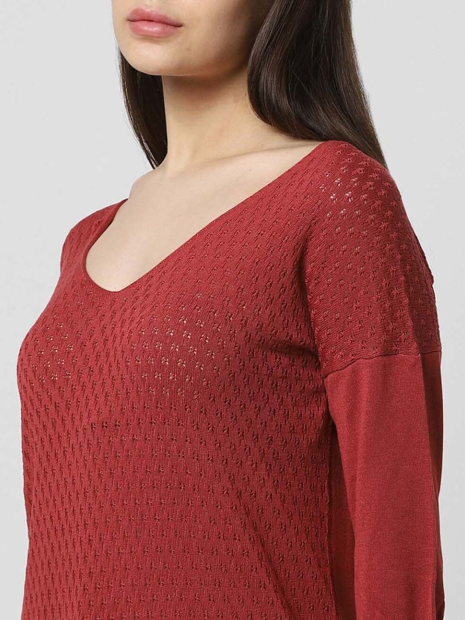 Van Heusen Red Self Pattern Sweater