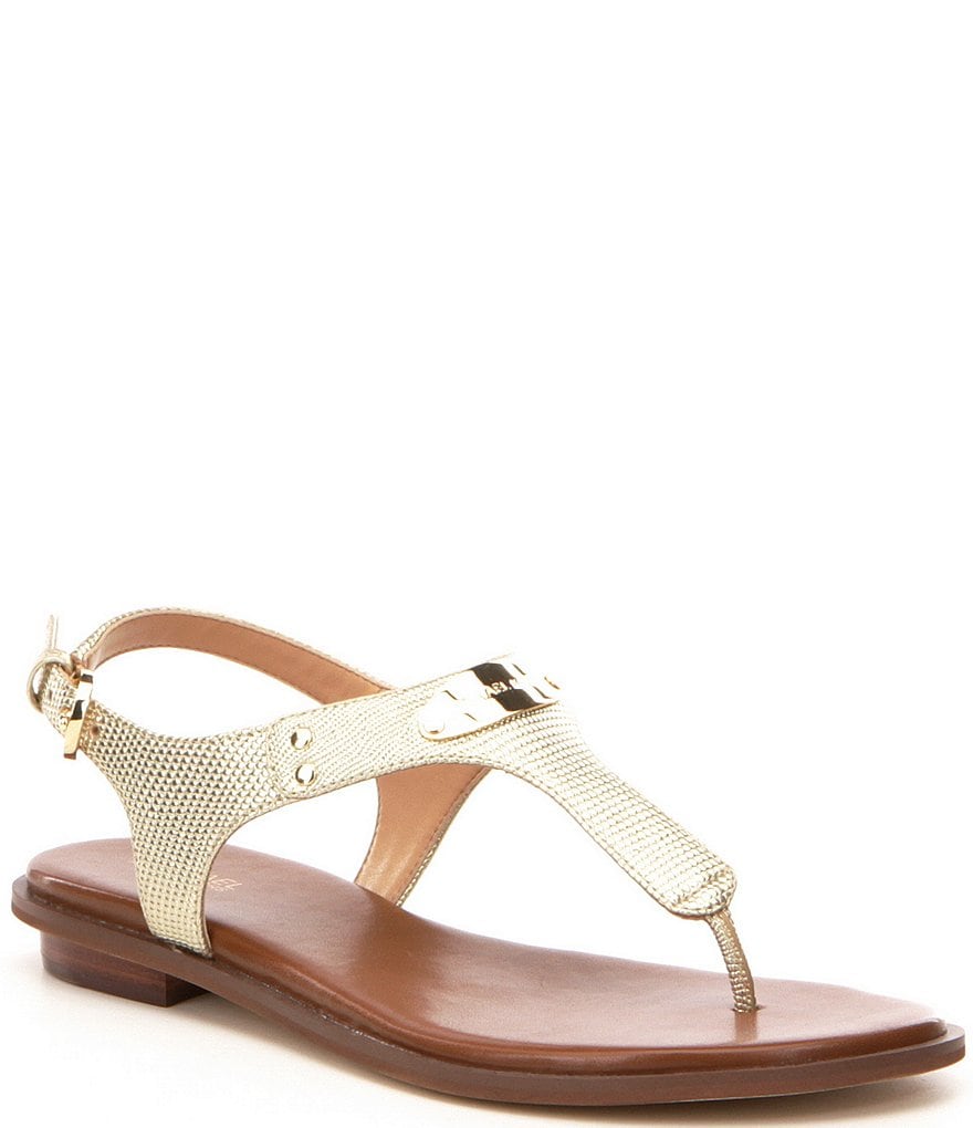 MICHAEL Michael Kors Snake Embossed Logo Plate Thong Sandals
