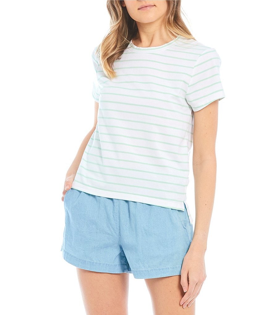 Copper Key Stripe Split Hem Knit Tee
