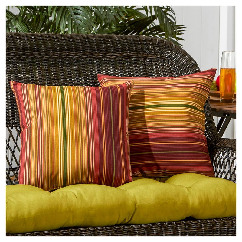 Set of 2 Kinnabari Stripe Outdoor Square Throw Pillows - Kensington Garden