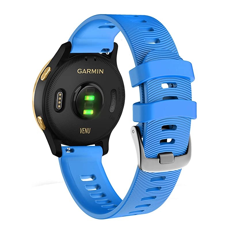 Garmin Venu GPS Smartwatch with AMOLED Display and Included  3 Straps Bundle (Black/Gold, Blue/Lime/White)