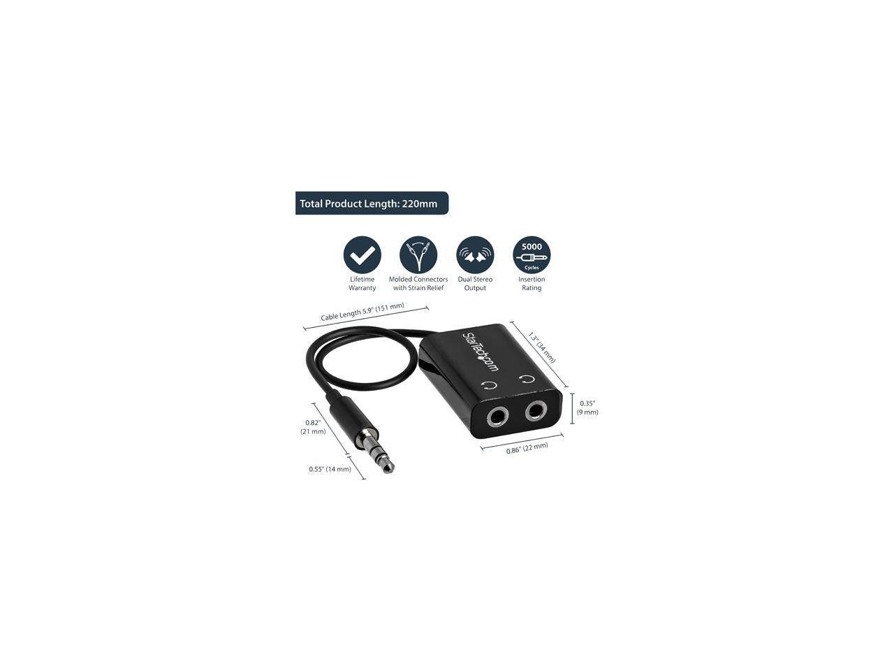 Slim Mini Jack Headphone Splitter Cable Adapter