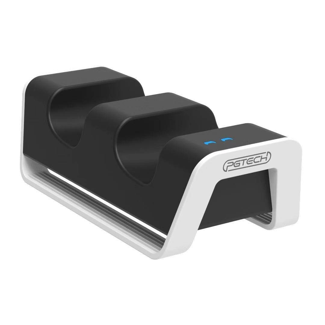 PGTECH GP-502 PS5 Wireless Gamepad Charger Playstation5 Controller Dual Charger Stand with LED Light Contact Conversion Head-White