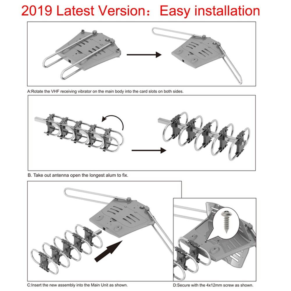 150 Miles 360 Degree HD Digital Outdoor TV Antenna For Full HDTV DVB-T UHF VHF FM High Gain Strong Signal Outdoor TV Antenna