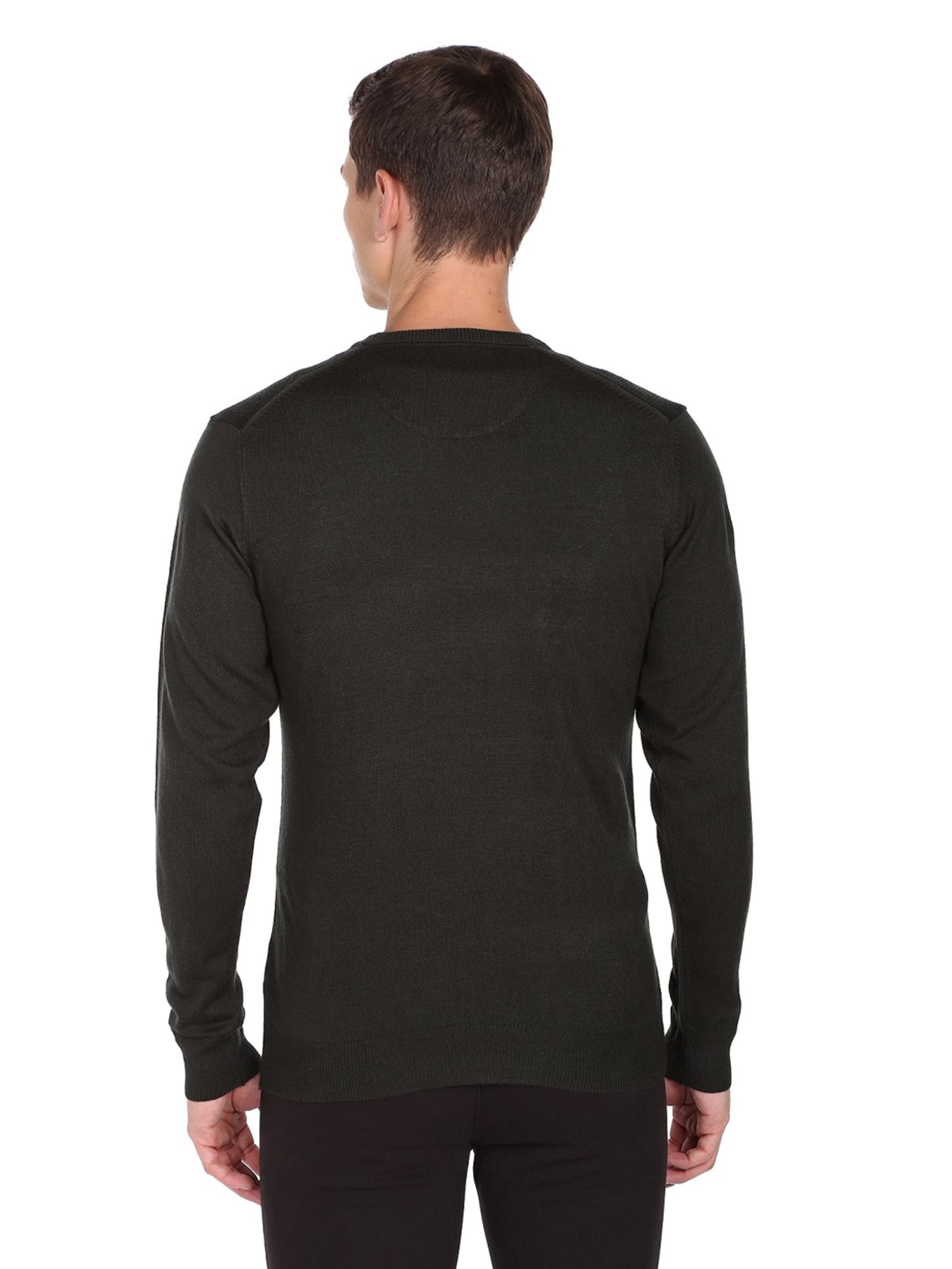 Arrow Sport Charcoal Regular Fit Striped Sweater