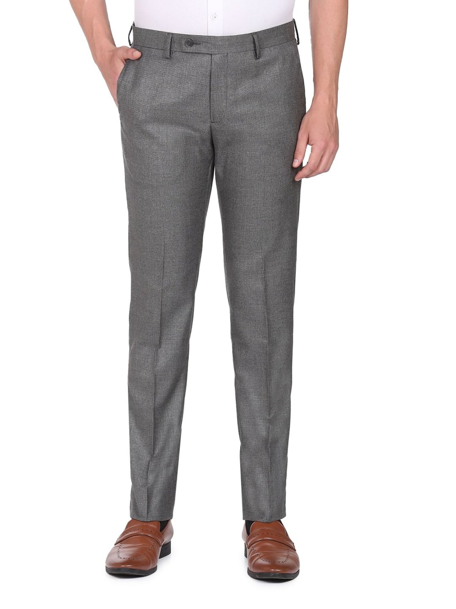 Arrow Grey Regular Fit Heathered Trousers
