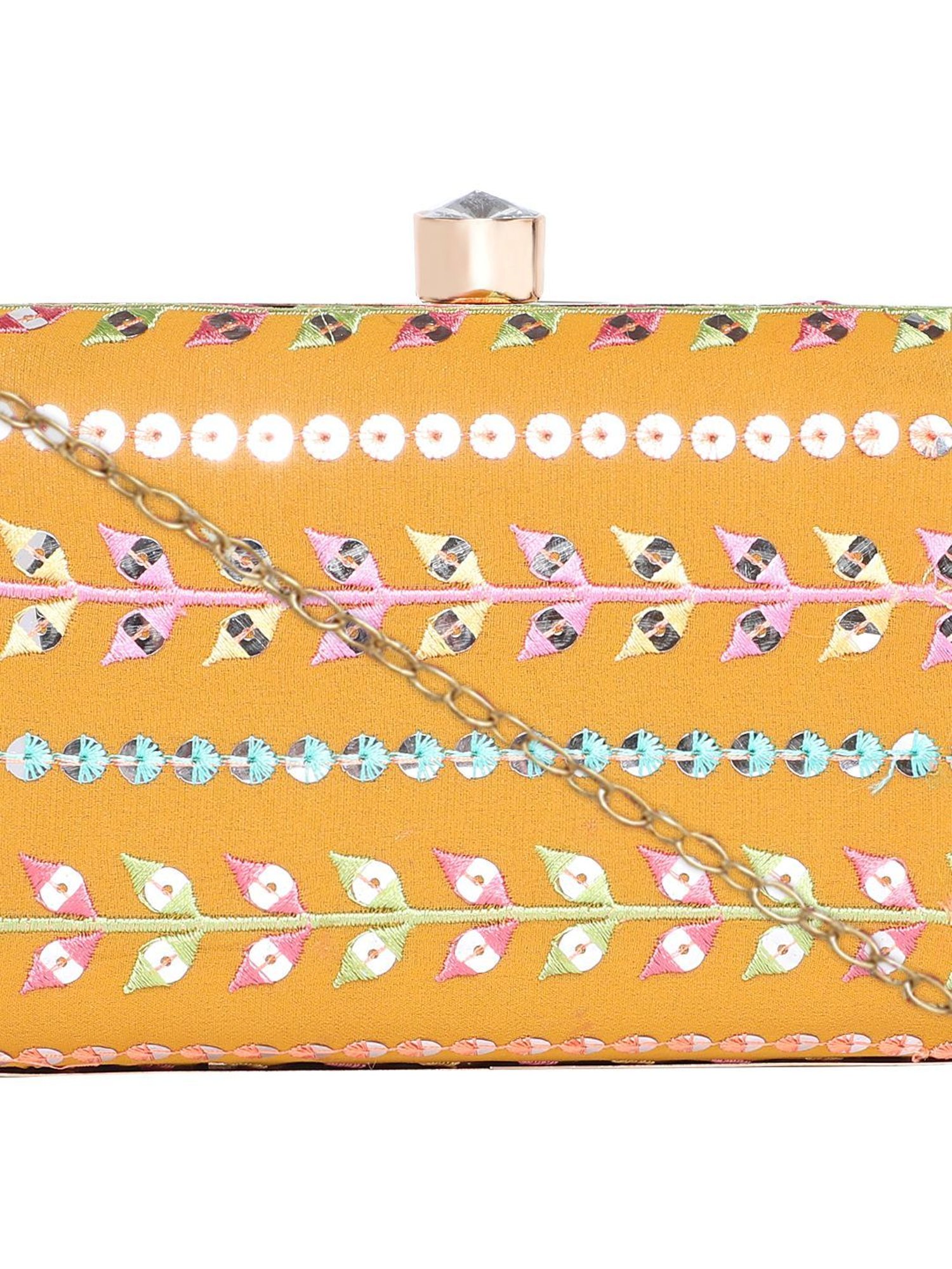 Horra Orange Embellished Clutch