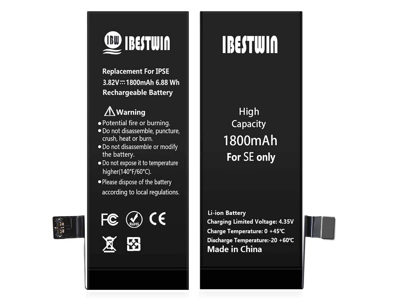 Battery for iPhone SE, IBESTWIN 1800mAh Replacement Battery Kit for iPhone SE A1723,A1662 and 1724 with Full Remove Tool Kit and Adhesive, 0 Cycle, 3 Years Warranty