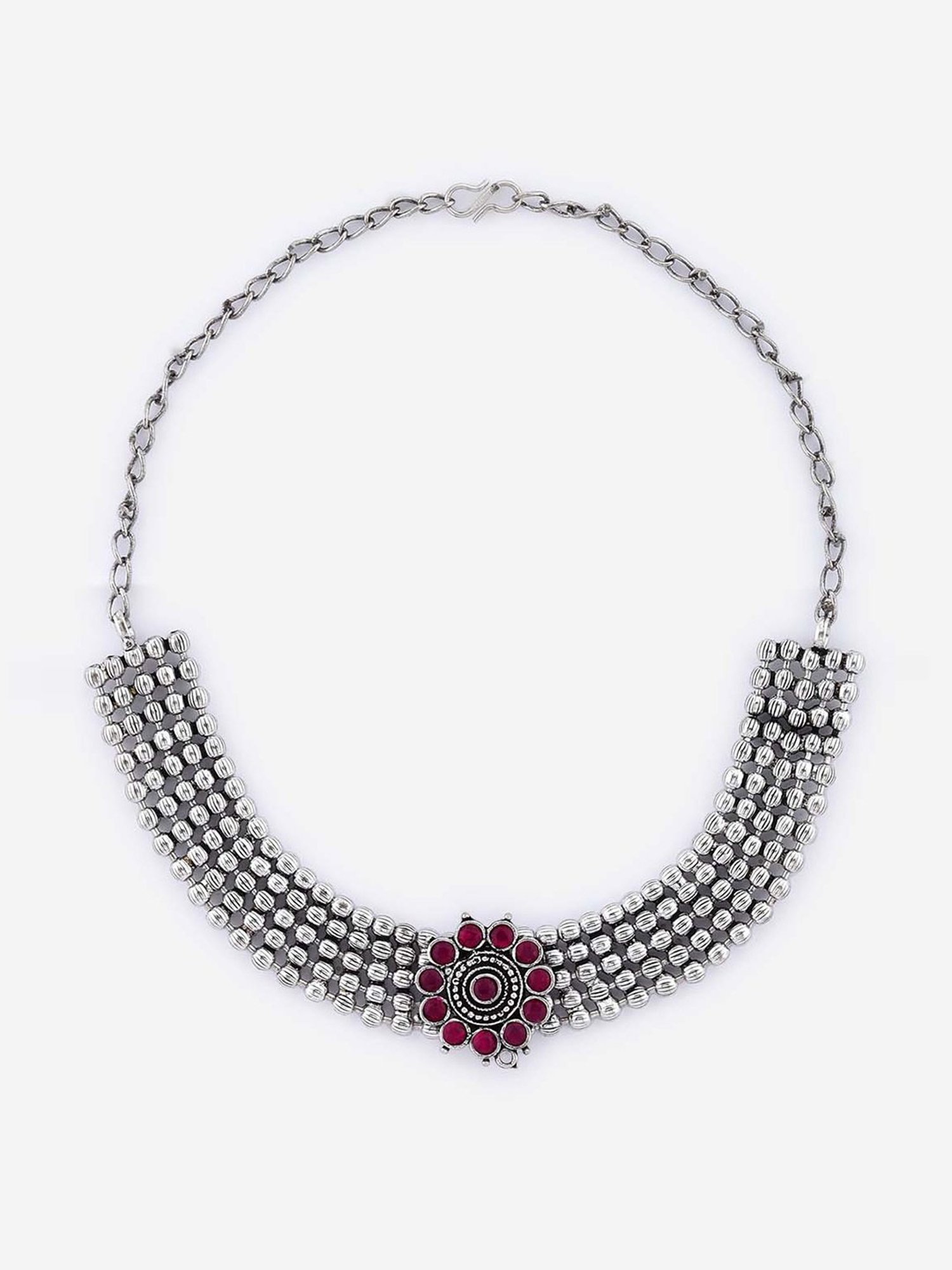 Fida With Stone Work Majenta Necklace
