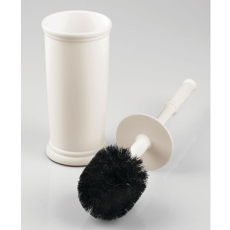 mDesign 2 Piece Plastic Bathroom Trash Can, Toilet Bowl Brush Set - Cream