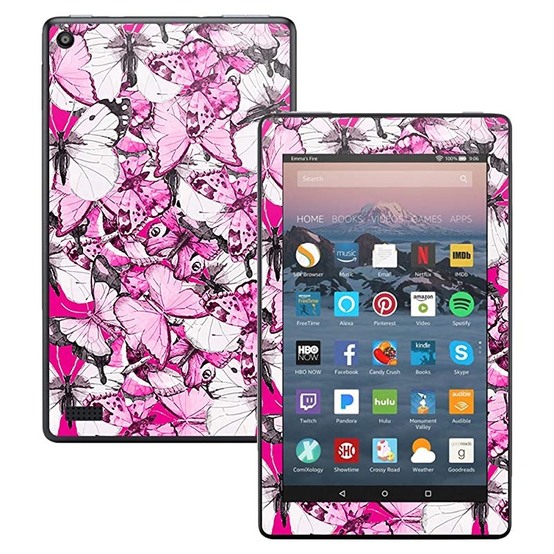 Skin Compatible with  Kindle Fire 7 2017 Butterflies | Protective Durable and Unique Vinyl Decal wrap Cover | Easy to Apply Remove and Change Styles | Made in The USA