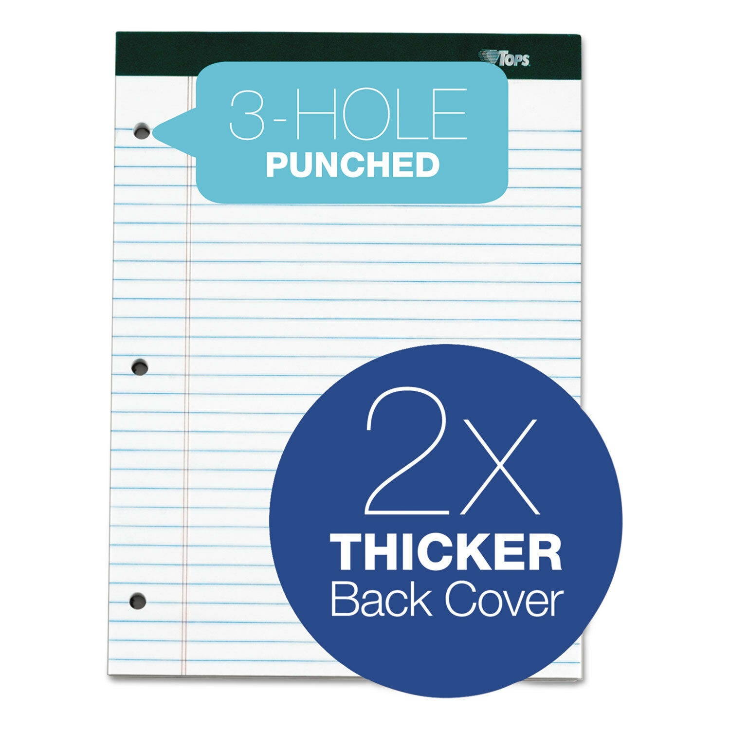 TOPS Double Docket Ruled Pads 8 1/2 x 11 3/4 White 100 Sheets 6 Pads/Pack 63437