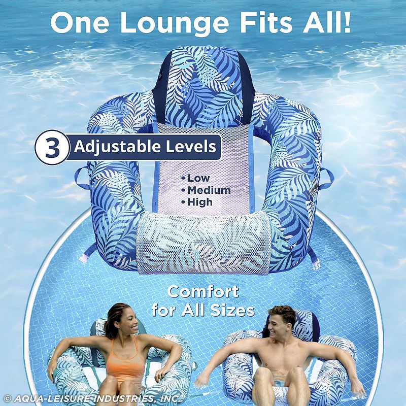 Aqua Zero Gravity Inflatable Outdoor Indoor Swimming Pool Chair Hammock Lounge Float, Blue Fern
