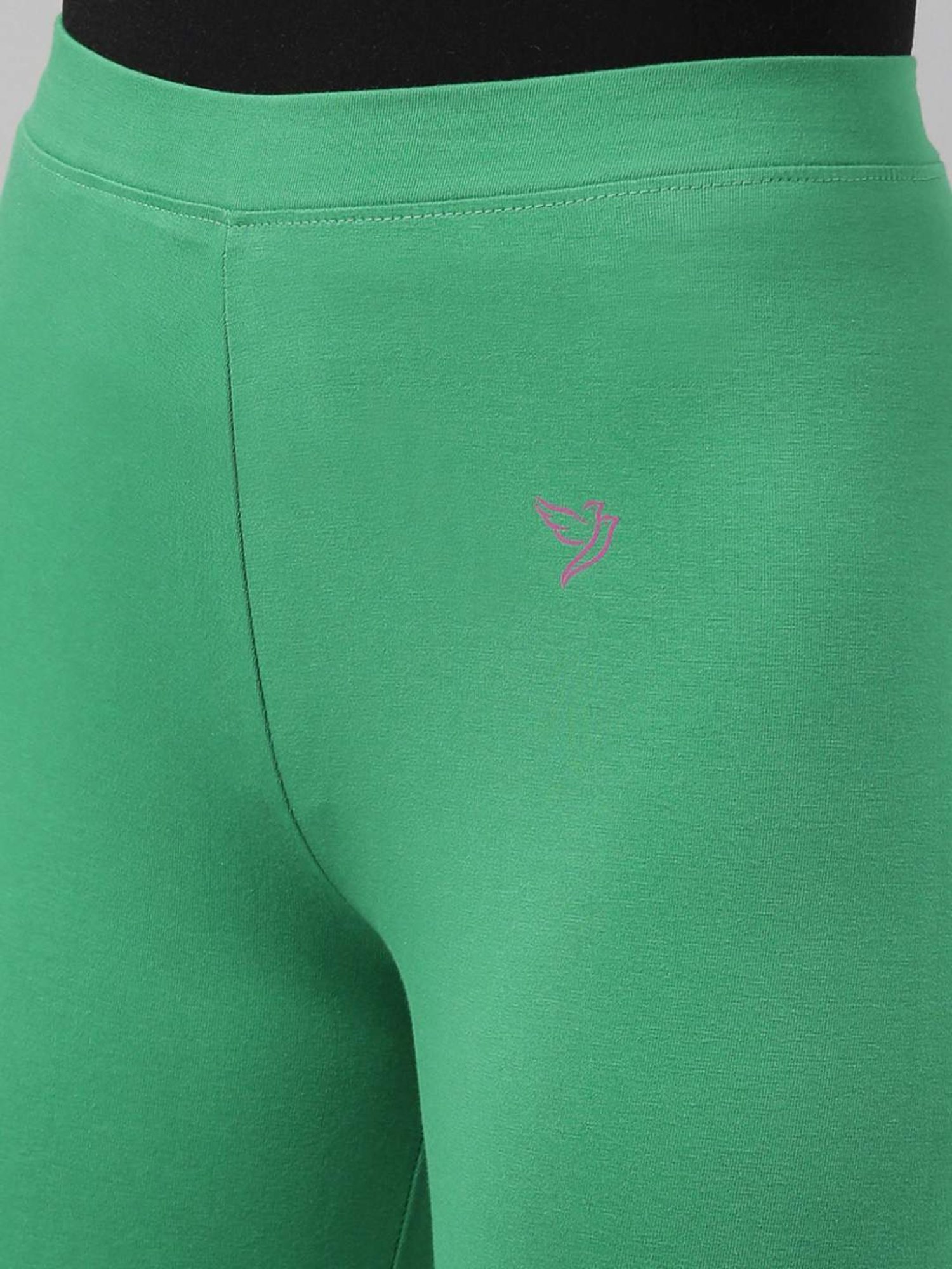 TWIN BIRDS Green Cotton Leggings