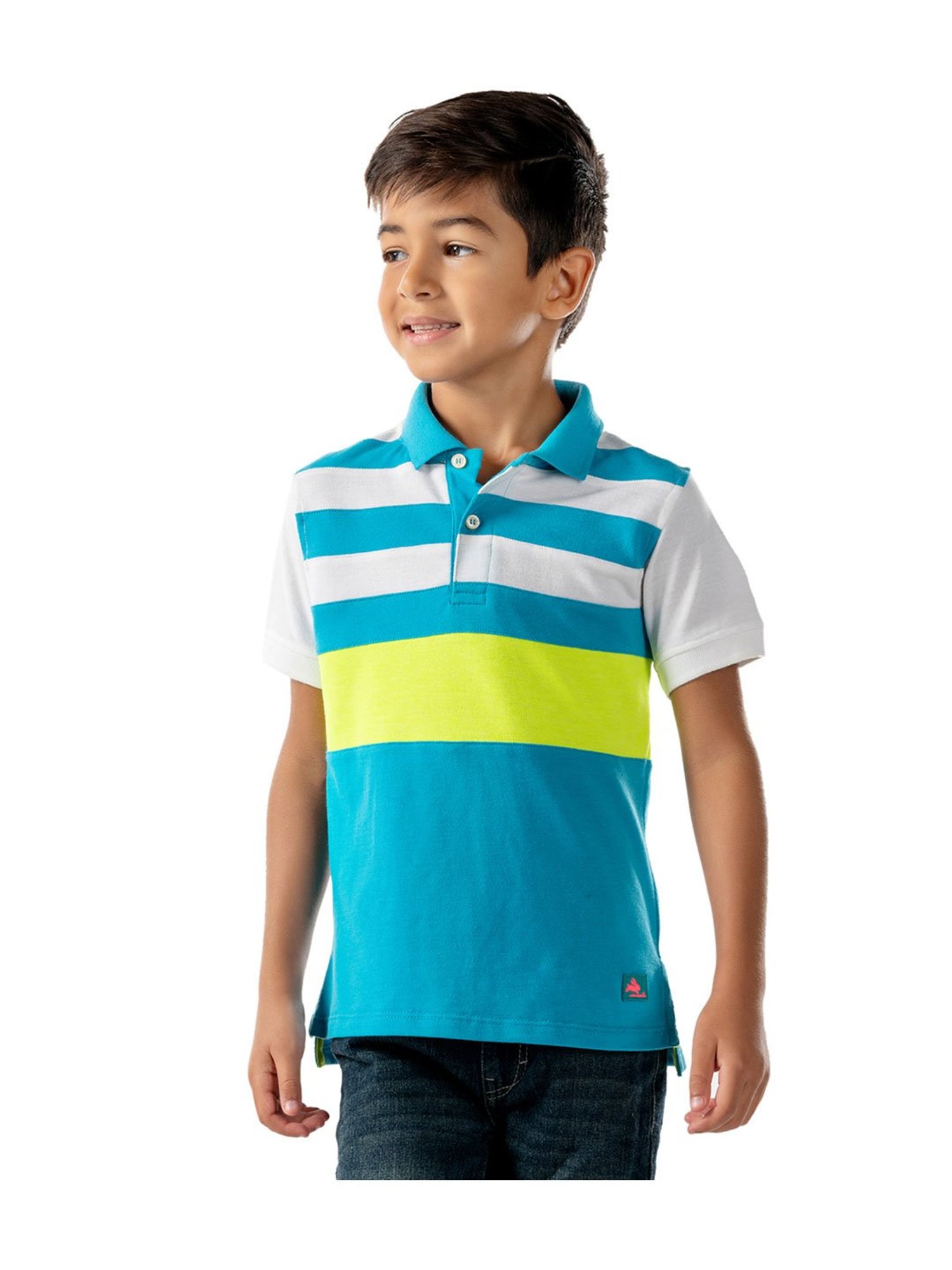 Pantaloons Junior Multicolor Cotton Striped Polo T-Shirt