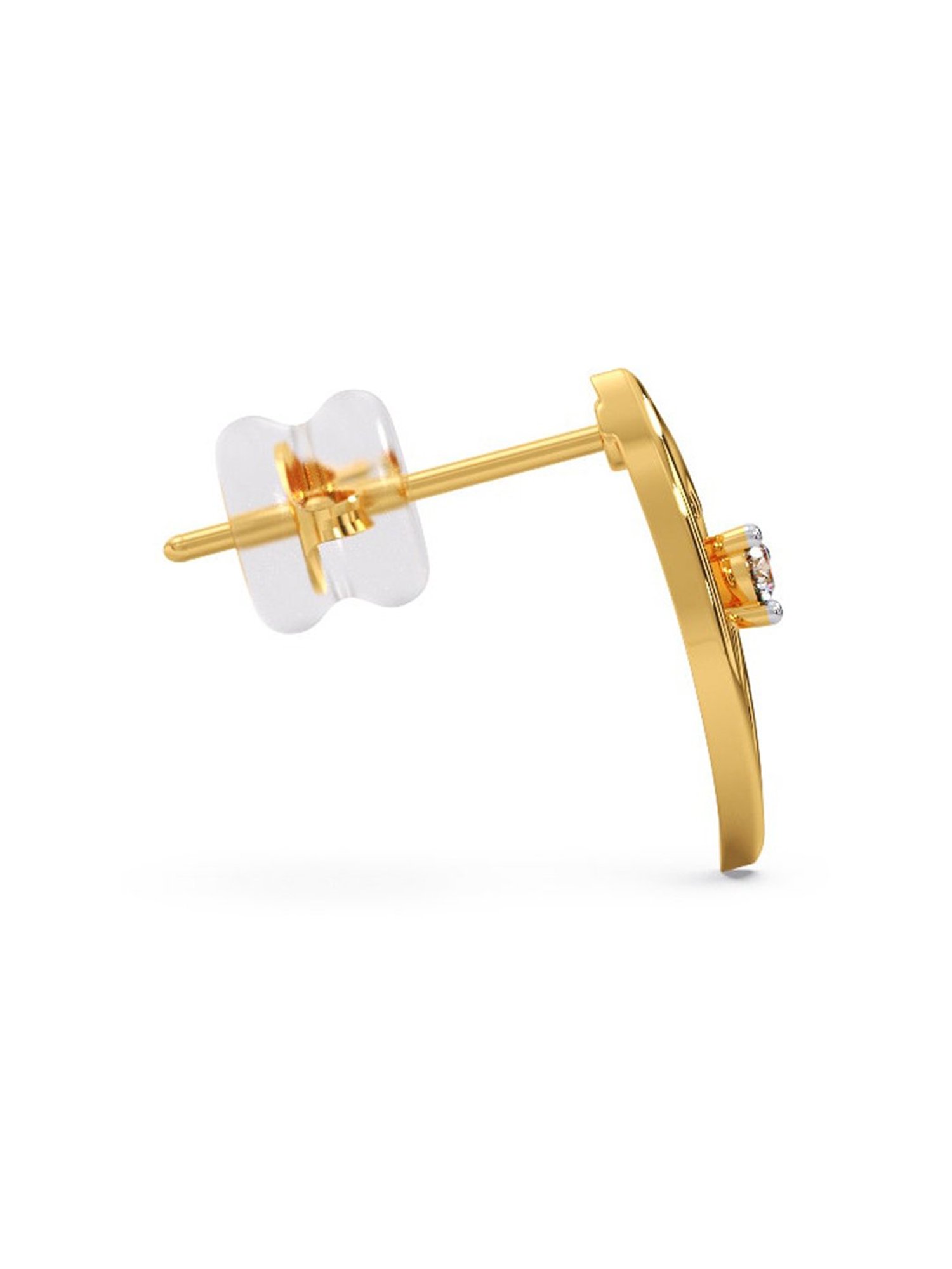 Candere by Kalyan Jewellers Stylish 18K Yellow Gold and Diamond Stud Earrings