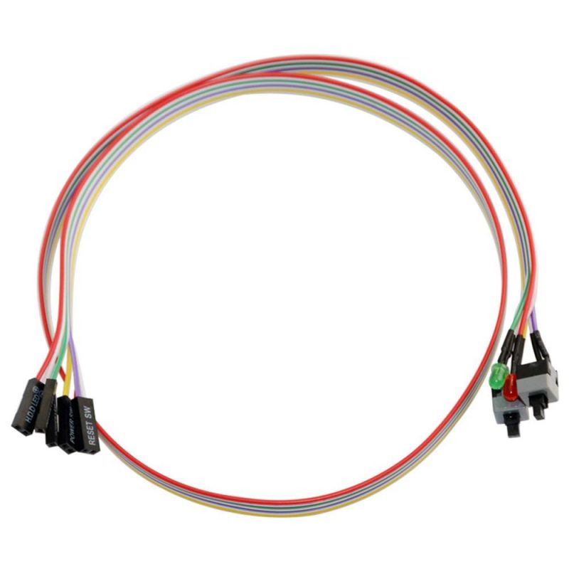 4-in-1 PC Power Reset Switch HDD LED Cable Light Wire Kit Assembly for PC,ATX PC Desktop Case Power On Off Reset Switch Cable with 2 x LED Lights, Computer Case LED Light ATX Power Supply Reset