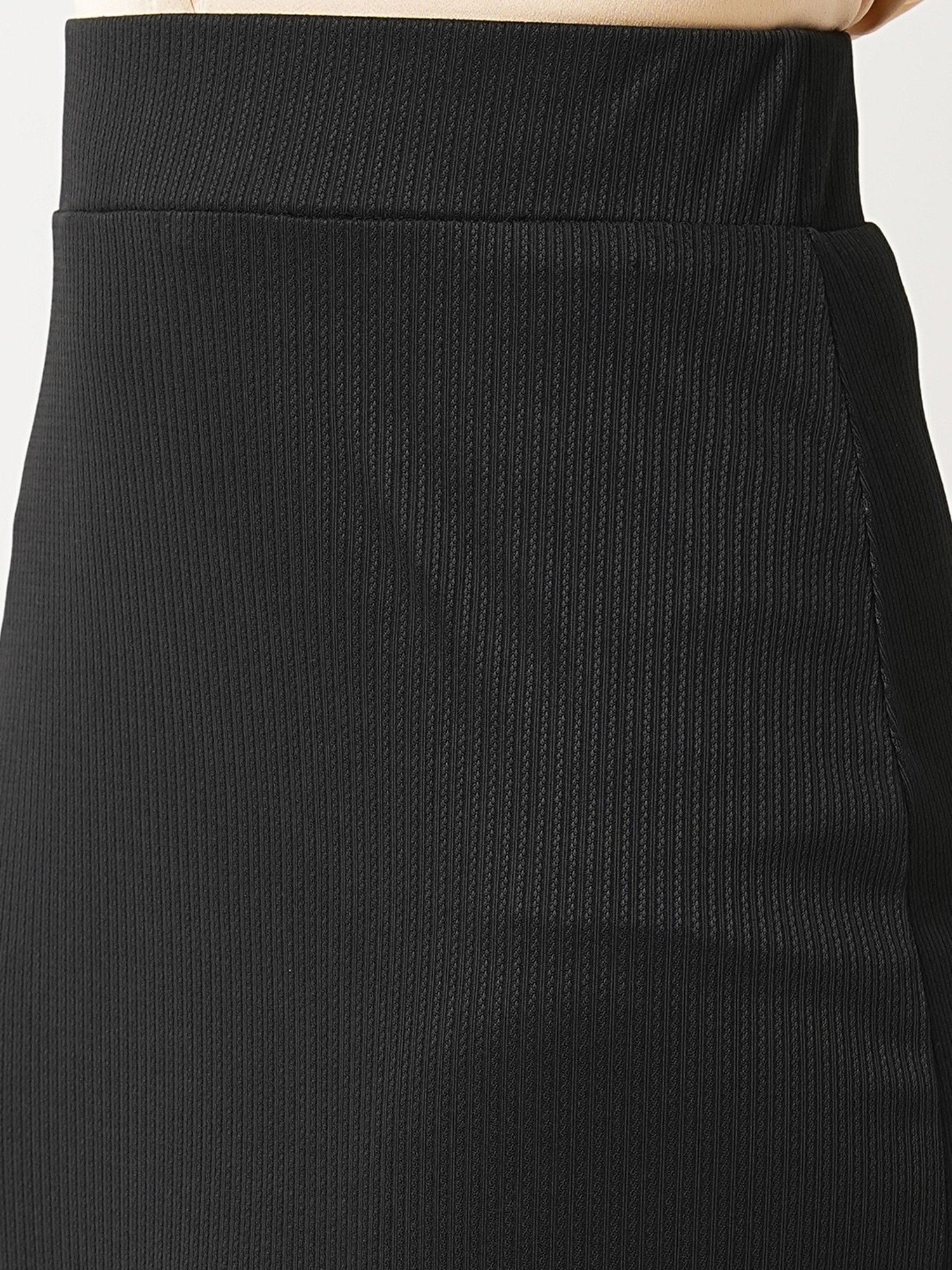 Globus Black Self Design Maxi Skirt