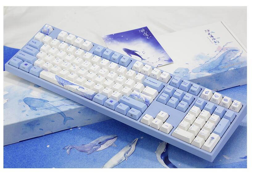 Varmilo  Ergonomic Design,Cool Exterior  68 Keys Type-C Cable Detachable Cherry  Red,  4.0Bluetooth and USB Wired Dual-mode Mechanical Keyboard,PBT Keycaps - CMYK Verison( Bluetooth Adapter Included)