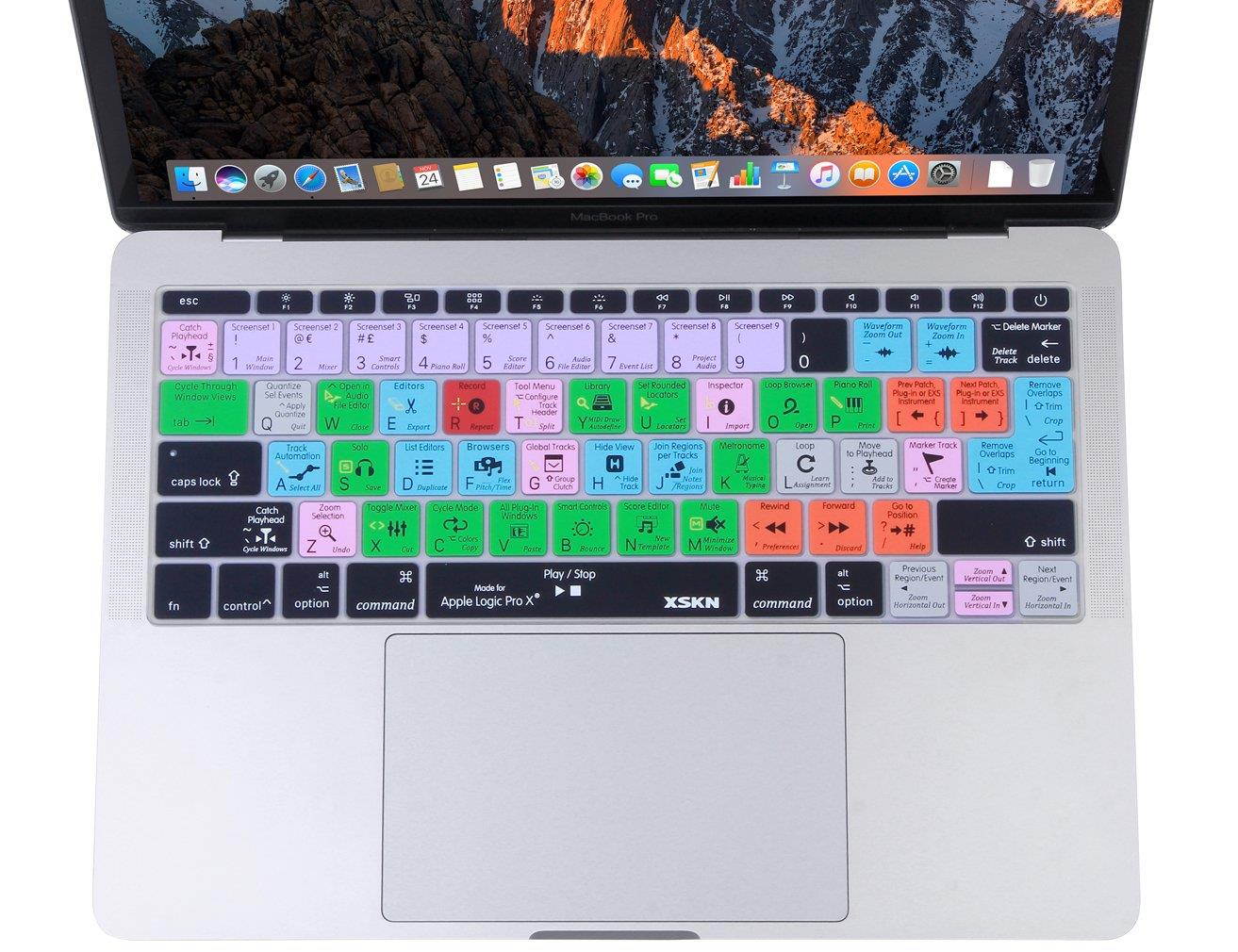 XSKN 2016 Shortcut Design Series Keyboard Skin Cover for New Macbook 12 (2015 Model A1534) and New MacBook Pro 13 (2016 Newest Version A1708, No Touch Bar), US&EU Version (Logic)