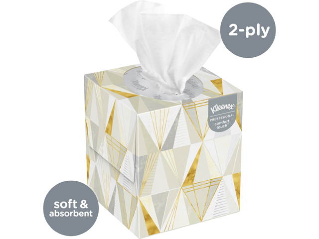 Kleenex Professional Facial Tissue Cube for Business (21200), Upright Face Tissue Box, 95 Tissues /Box