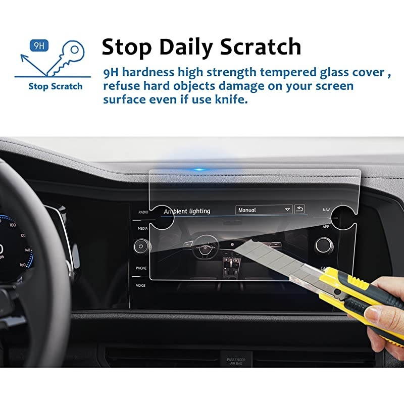 Car Navigation Screen Protector for 2019 2020 2021 Jetta GLI 8-Inch Clear Tempered Glass Infotainment Display In-ash Center Touch Screen Protector 8-Inch