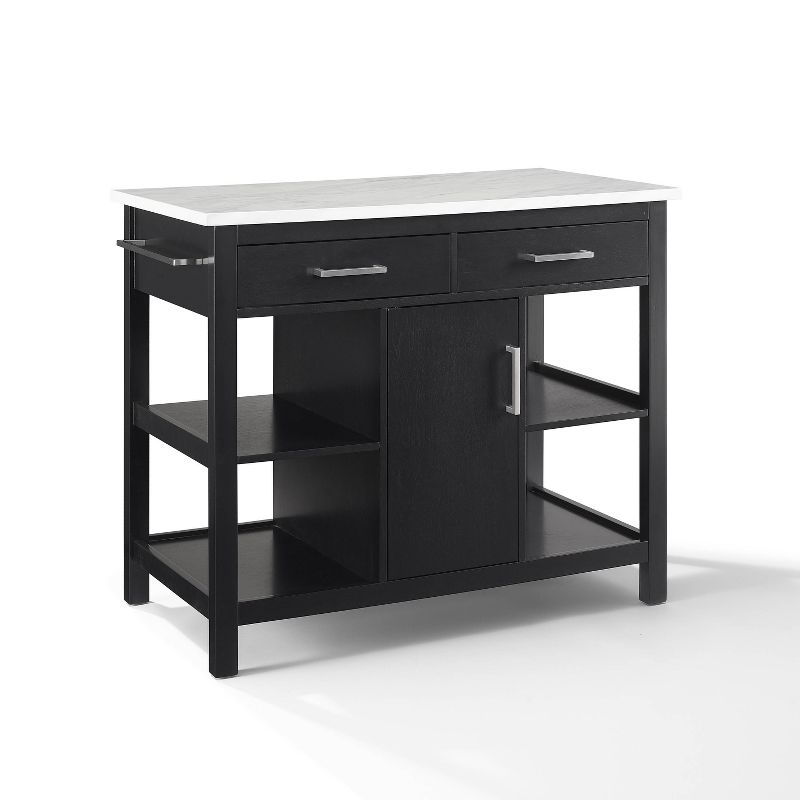 Audrey Faux Marble Top Kitchen Island Black - Crosley